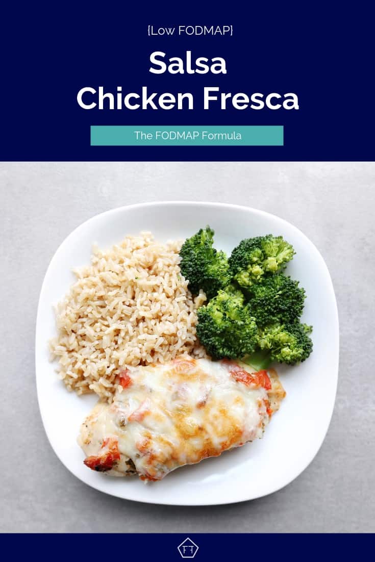 Low FODMAP Salsa Chicken Fresca on Plate with Vegetables - Pinterest 2