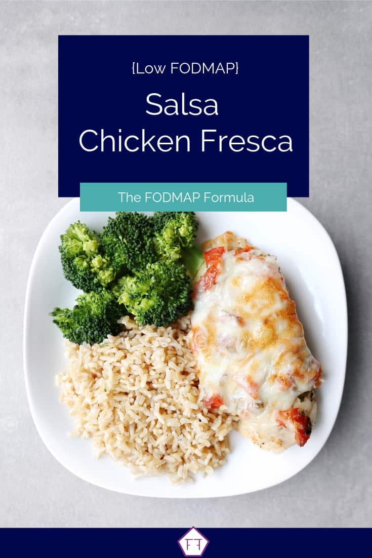 Low FODMAP Salsa Chicken Fresca on Plate with Vegetables - Pinterest 4