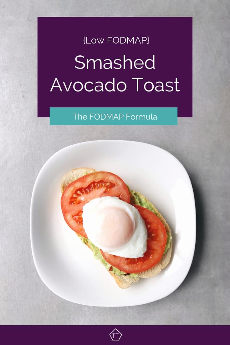 Low FODMAP Smashed Avocado Toast on Plate - Pinterest 1