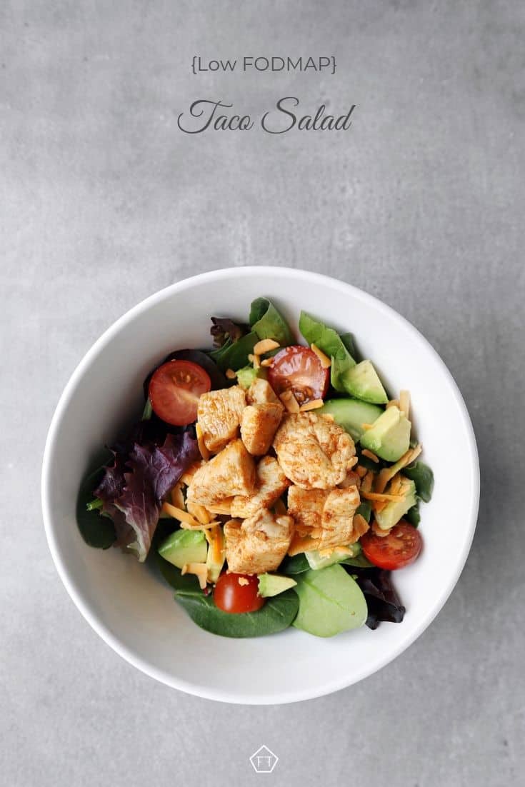 Low FODMAP Taco Salad in bowl - Pinterest 1