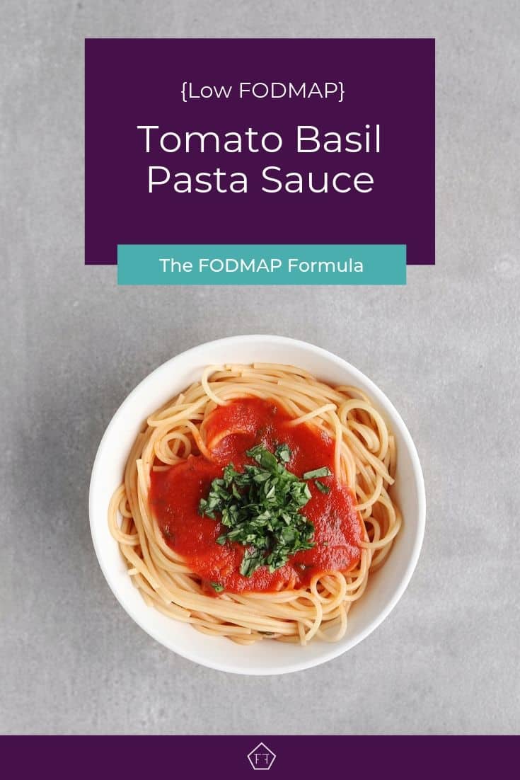 Tomato Basil Pasta Sauce on Spaghetti in bowl - Pinterest 2