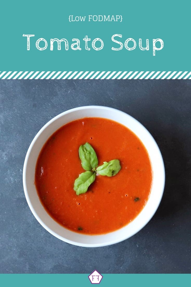 Low FODMAP tomato soup in bowl