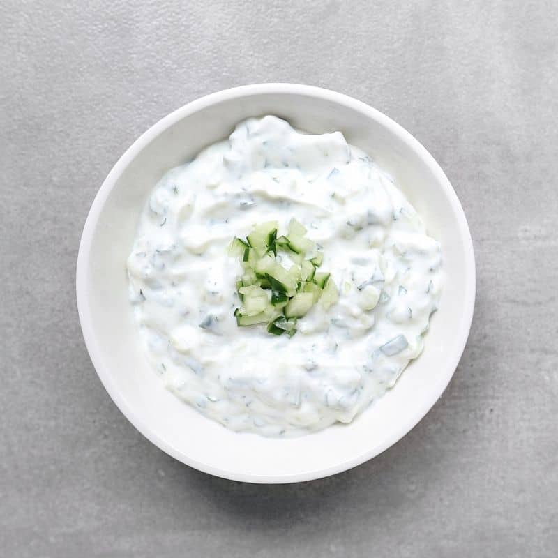 Low FODMAP Tzatziki sauce in bowl