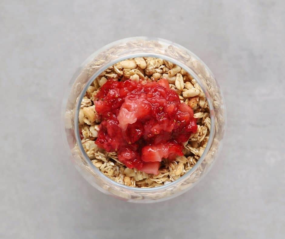 Low FODMAP Yogurt Parfait in small glass - 940 x 788