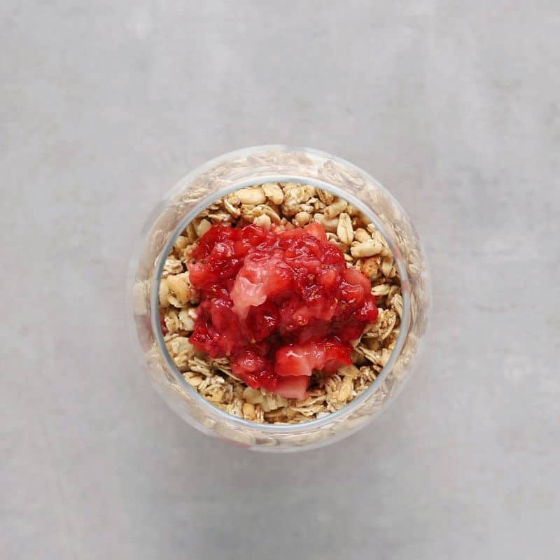 Low FODMAP Yogurt Parfait in small glass - Feature Image