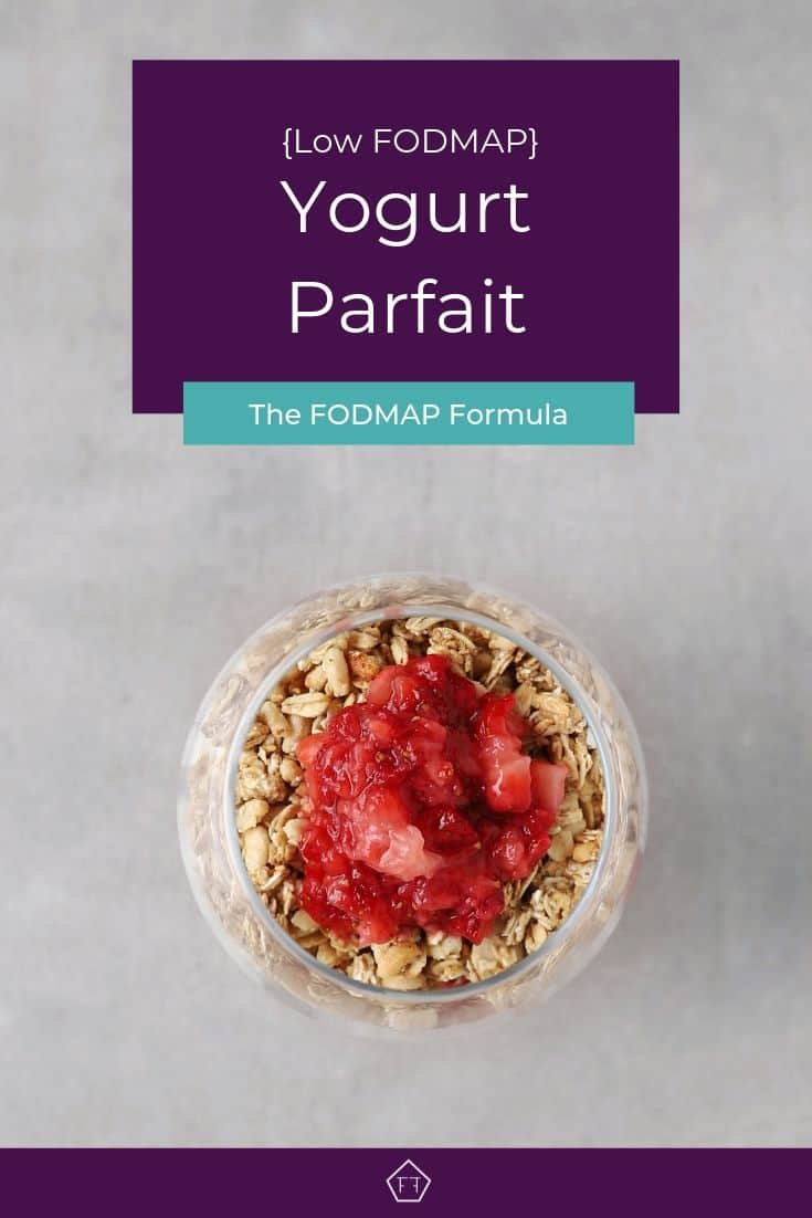 Low FODMAP Yogurt Parfait in small glass - Pinterest 3