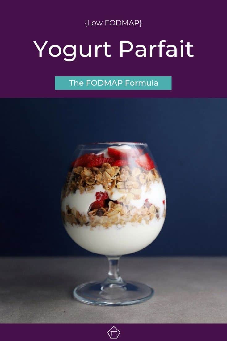 Low FODMAP Yogurt Parfait in small glass - Pinterest 4