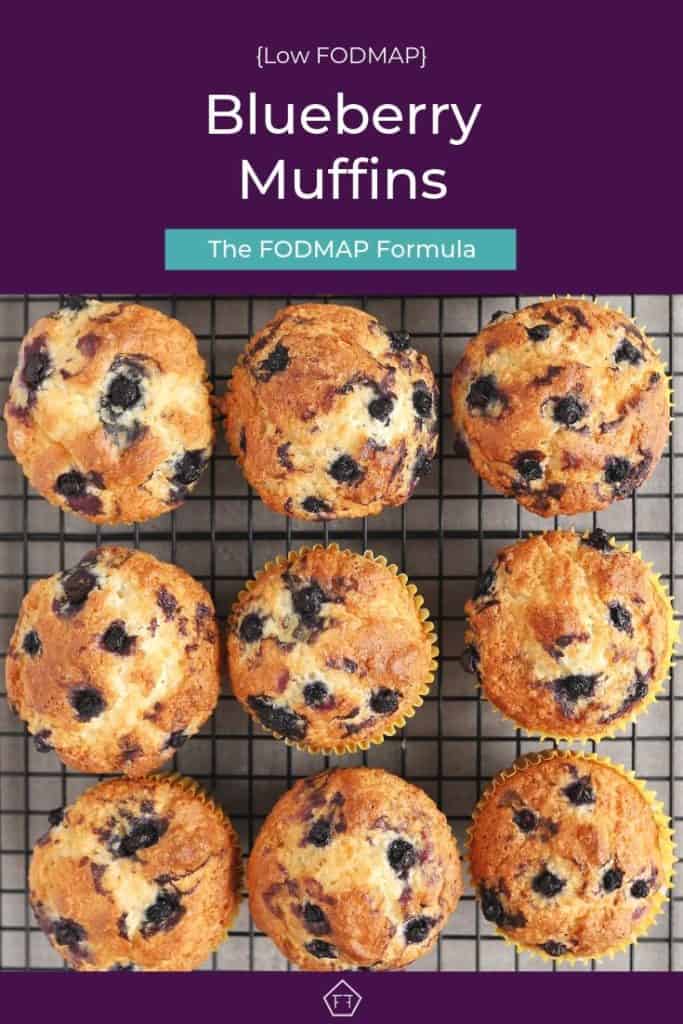 Pin 1 - Low FODMAP blueberry muffins on wire rack