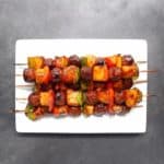 Low FODMAP meatball kebabs piled on plate