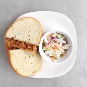 Low FODMAP Pulled Pork Sandwich on Plate - Feature Image