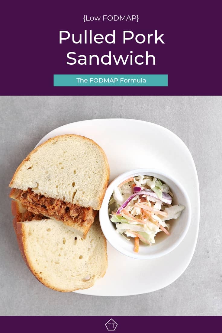 Low FODMAP Pulled Pork Sandwich on Plate - Pinterest 3