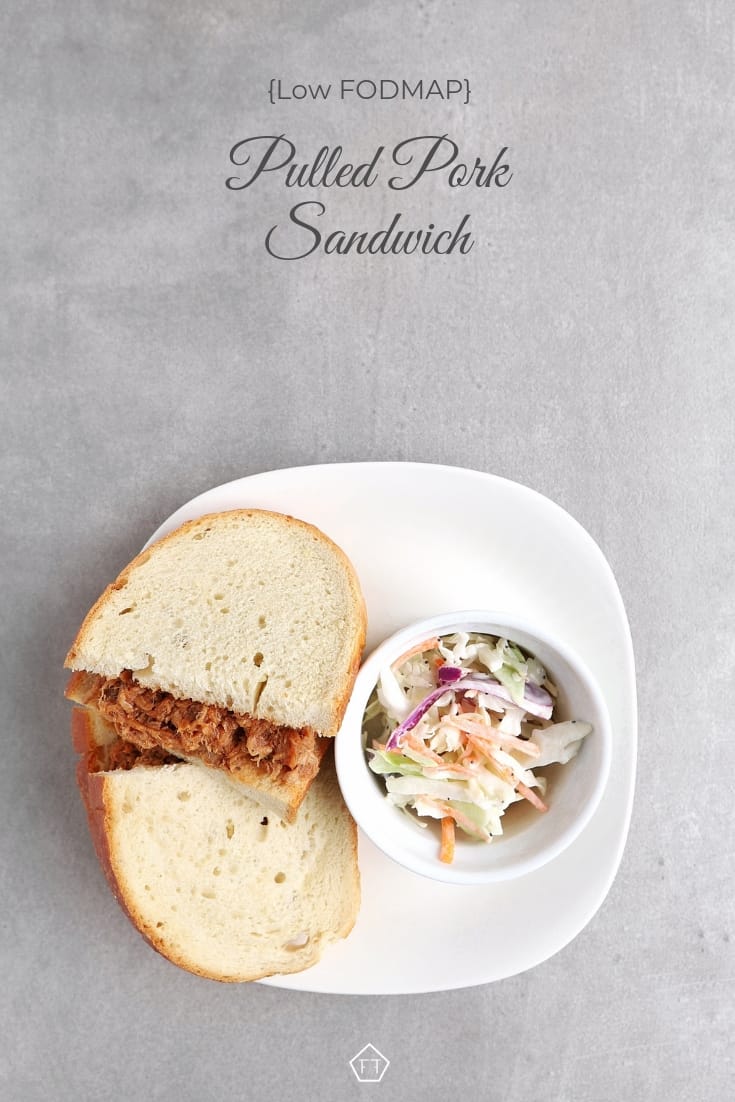 Low FODMAP Pulled Pork Sandwich on Plate - Pinterest 5