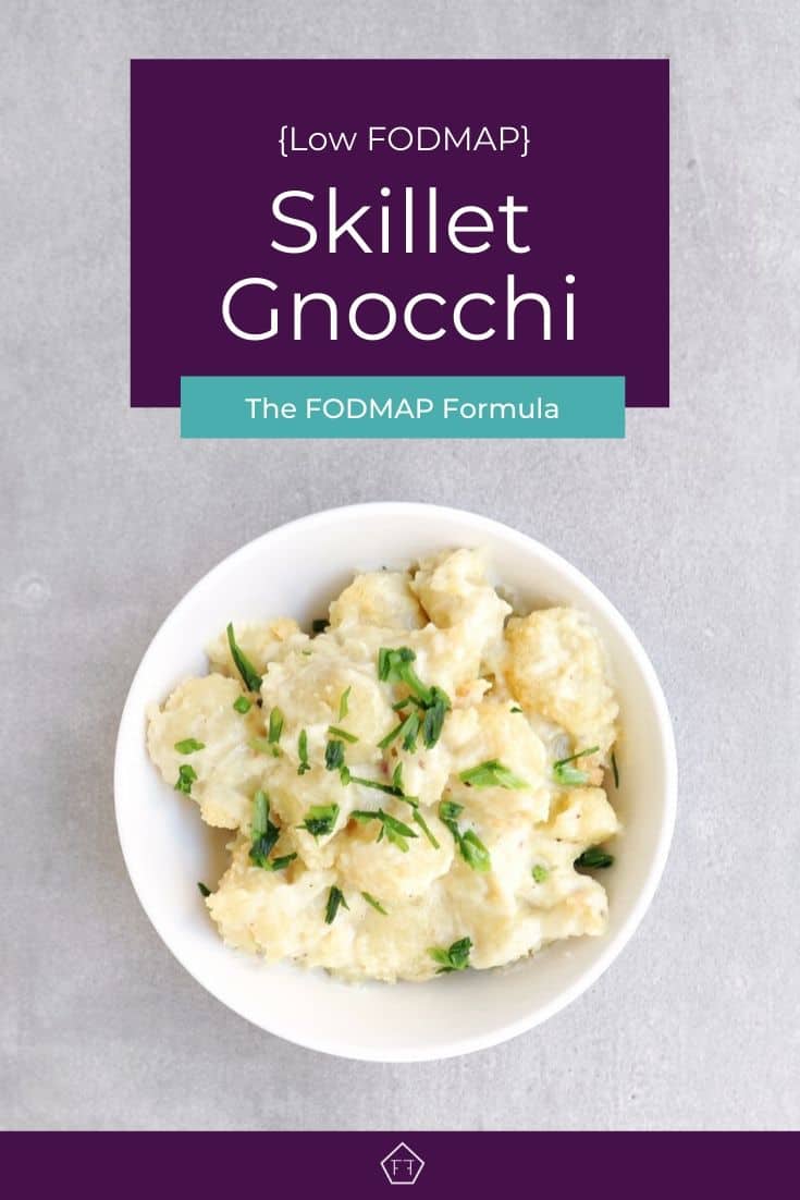 Low FODMAP skillet gnocchi in white bowl