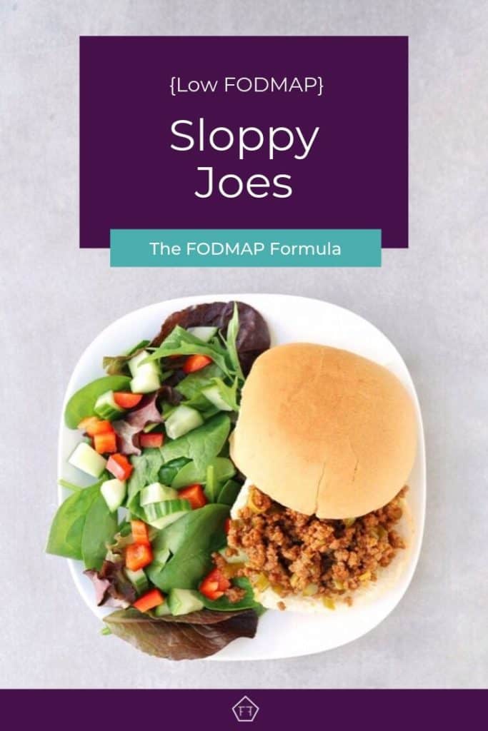 Low FODMAP sloppy Joe on white plate with side salad