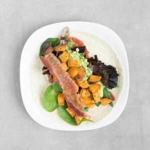 Low FODMAP Sweet Potato Bacon Wrap