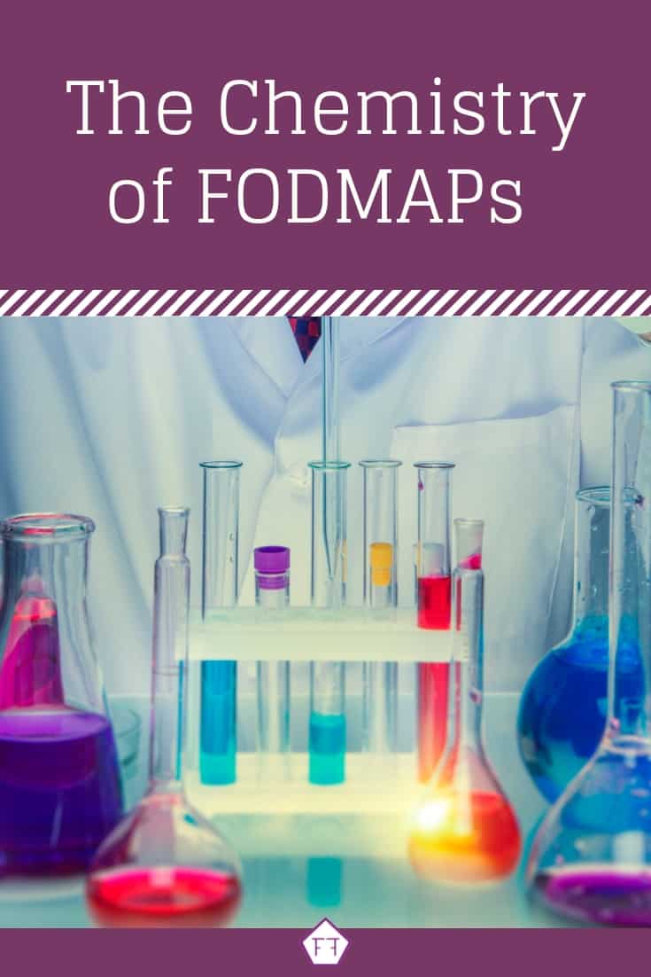 Colourful test tubes with text overlay: The Chemistry of FODMAPs